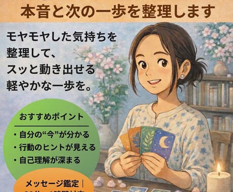 考えすぎて動けない人へ｜本音と次の一歩を整理します 気持ちを整理して、“どう動くか”が見えてくる鑑定です イメージ1