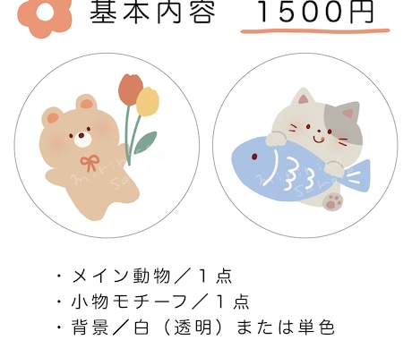 動物×大好きなモノで♪ゆるかわアイコンを制作します 自分を表す、好きが伝わるイラストをお描きします♪ イメージ2