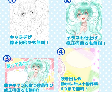 歌ってみた動画サムネイル用イラストセット描きます 初心者様からベテラン様までこれ1つで動画素材が全部そろう！ イメージ2