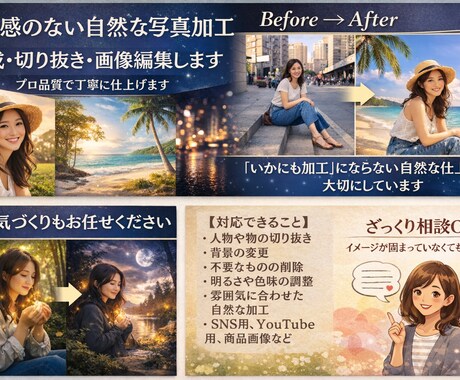 違和感のない写真合成・切り抜き・画像加工をします イメージ1