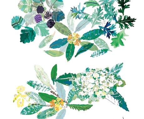 自然、花 ナチュラルイラスト制作します 絵の具のにじみやカスレを生かしたイラスト イメージ1