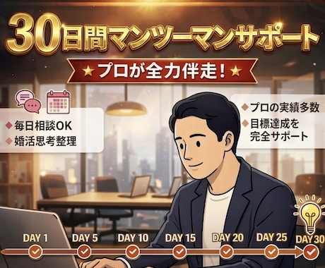 元結婚相談所カウンセラーが30日婚活サポートします 30日間、一人で悩まず進むための婚活相談です イメージ1