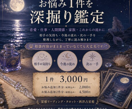 お悩み1件を霊感リーディングで深掘りします 相手の気持ち・今後の流れ・取るべき一手を具体的にお伝えします イメージ1