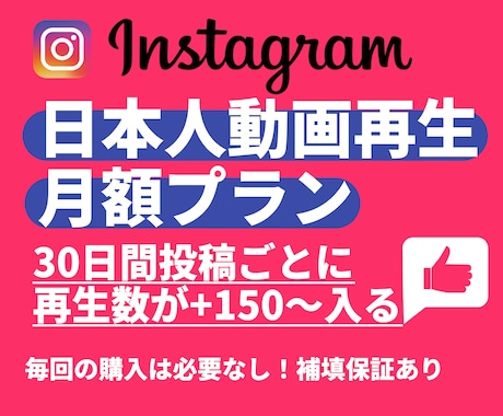 Instagram再生回数増加｜30投稿対応します 毎回の連絡不要｜リール動画再生数を最大+200増加⭐高品質 イメージ1