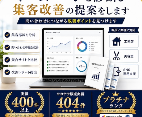 ホームページを診断し集客改善の提案をします 問い合わせにつながる改善点を診断 イメージ1
