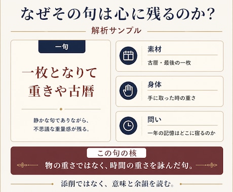 俳句歴10年。あなたの句を深く読み解きます 句会誌掲載経験あり。俳句の本質を解析します イメージ2