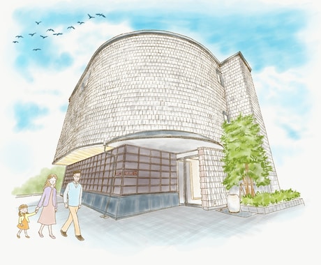 優しい雰囲気の建物外観イラストを描きます 挿絵等の商用利用に！　お店の外観や雰囲気のPRに イメージ1