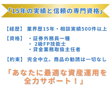 新NISAの「資産配分」をアドバイスします 現役IFAが運用の考え方を中立にアドバイスします イメージ2