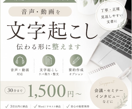 音声・動画を文字起こしし、伝わる形に整えます イメージ1