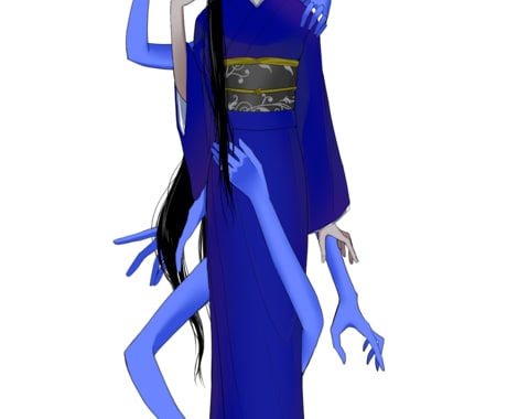 和風ホラー向けの女性キャラクターの立ち絵になります 【多腕(着脱可能パーツ付き)】和服女性立ち絵 イメージ2