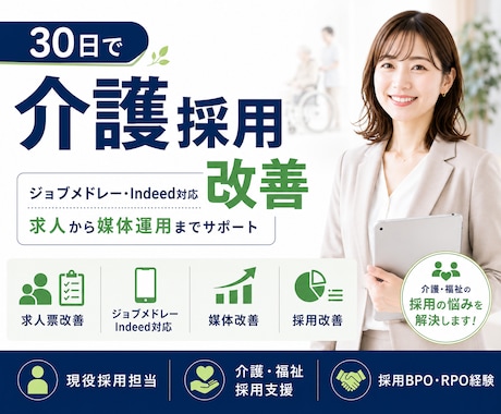 介護・福祉特化◆採用を30日で改善します 介護・福祉の採用を、仕組みから整えます。 イメージ1