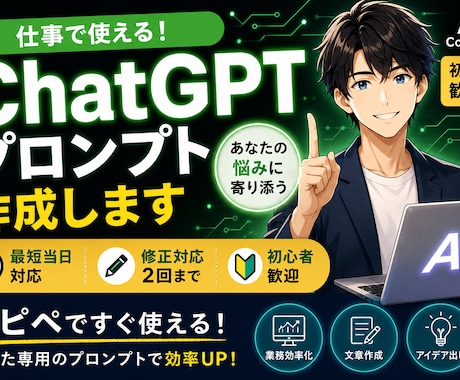 あなたの悩みに寄り添うプロンプト作成します 丁寧なヒアリングであなただけの一本を作成します イメージ1