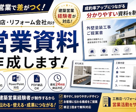 リフォーム業専門・工務店向け営業資料を作成します 成約率アップにつながる分かりやすい営業資料を制作します イメージ1
