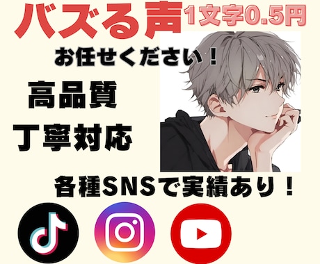 SNSで実績あり！バズる声をお届けします TikTok・Instagram・Youtubeに最適な声を イメージ1
