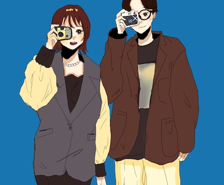 プレゼントやウエディングなど記念にイラスト描きます 人物2人分込のお値段です！ゆるPOPなオーダーイラスト イメージ2