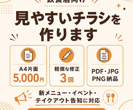 飲食店向けの見やすいチラシを作ります イメージ1