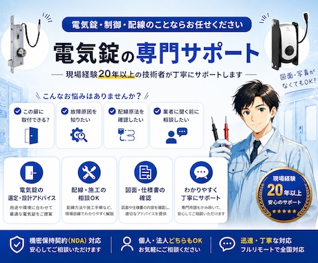 電気錠の選定や故障・配線の相談を承ります 写真だけでもOK！お気軽にご相談ください イメージ1