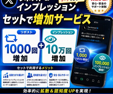 Xのリポスト&インプレッションを増やします 嬉しい7日間のリポスト補填保証付き！複数購入で割引有り！ イメージ1