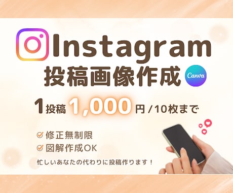 Instagramの投稿画像作成します やさしく見やすい投稿画像を作成します イメージ1
