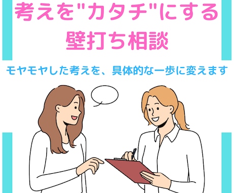 壁打ちで、モヤモヤした考えや悩みをカタチにします 新規事業のプロがビジネスの課題や悩みを一緒になって解決します イメージ1