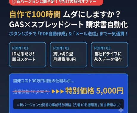 請求書発行からメール送信まで自動化します 100時間の開発コストを解消！ボタン1ポチで請求書自動送信 イメージ1