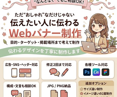 伝わる情報設計！クリックを生むバナー制作致します ターゲット設計から目的と導線を考えた成果重視のデザインを イメージ1