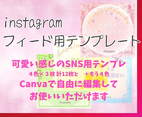 instagramフィード用テンプレ提供します Canvaで自由に編集OK☆《春夏》カラーで4色×3枚+4色 イメージ1
