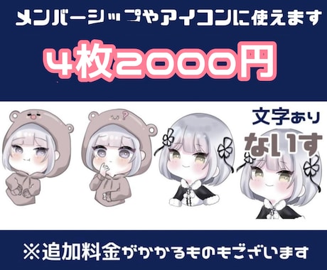 メンバーシップ等で使えるミニキャラ4枚描きます イメージ1