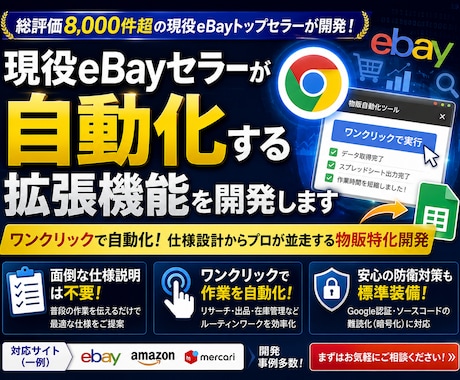 現役eBayセラーが自動化する拡張機能を開発します ワンクリックで自動化！仕様設計からプロが並走する物販特化開発 イメージ1