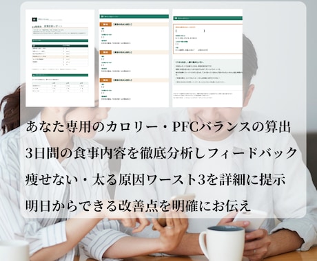 写真を送るだけでOK！プロが太る原因を改善します あなた専用レポート納品｜まず痩せなない原因だけ知りたい方へ イメージ2