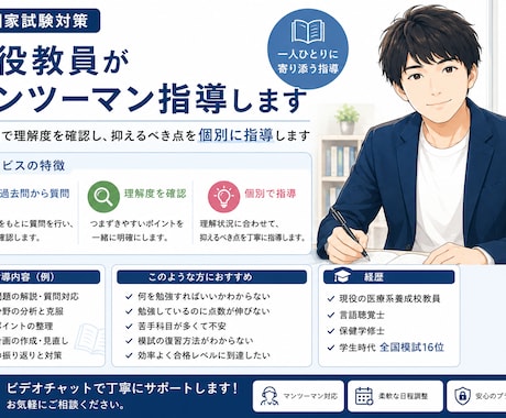 言語聴覚士国家試験について個別指導を行います 失語症、高次脳機能障害、言語学、運動障害性構音障害対応 イメージ1