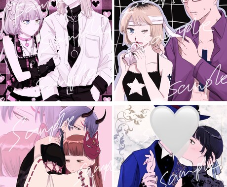 あなただけの夢絵、カップルイラストを描きます あなたの推しとあなたを素敵なイラストにします イメージ2