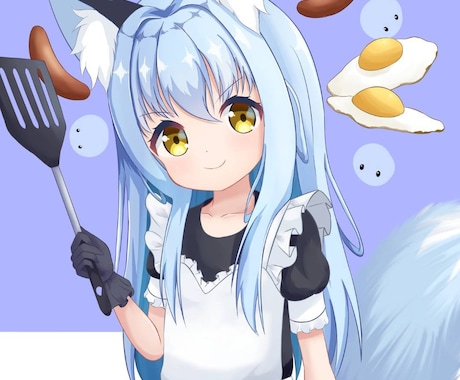 可愛い女の子の一枚絵描きます 寒色系に特化した色使いが得意で、幼めなのが特徴です イメージ2