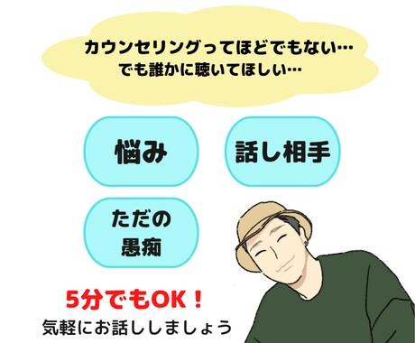 心のモヤモヤ・愚痴、お聴きします 疲れた、なんとなく誰かと話したいなぁなんてとき イメージ1