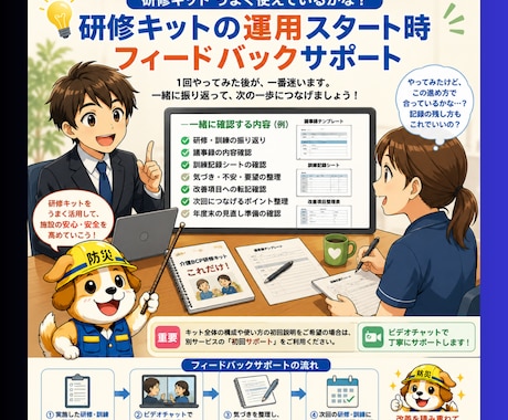 介護BCP研修キット運用を支援します 初回運用後の記録・改善を一緒に整理 イメージ1
