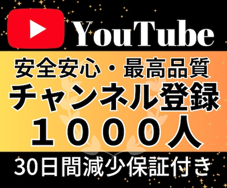 YouTubeチャンネル登録1000人増加します チャンネル登録1000人➡3000円 ●人以上は超お得！ イメージ1