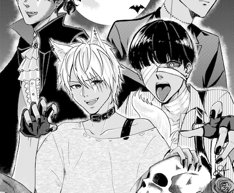 主に男の子をモノクロで描きます 10代~20代を対象にカッコイイ系のイラストを描きます イメージ1
