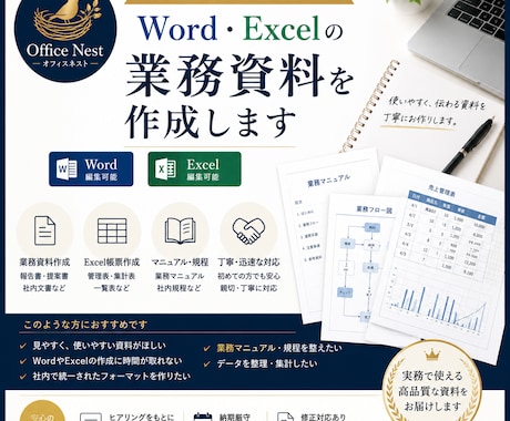 Word・Excelで見やすい業務資料を作成します イメージ1
