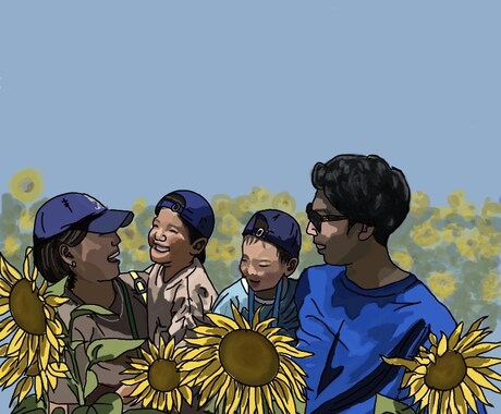 おしゃれな家族写真のイラストを描きます 家族写真をイラストに残しませんか？ イメージ2