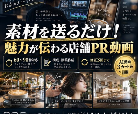 お店の魅力を1分で伝えるPRリール動画を制作します 構成・ナレーション・テロップ込みで魅力伝わる動画に仕上げます イメージ2
