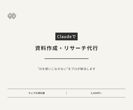 Claudeで資料作成・リサーチ代行します 「AIを使いこなせない」その悩み、プロが代わりに解決します イメージ1