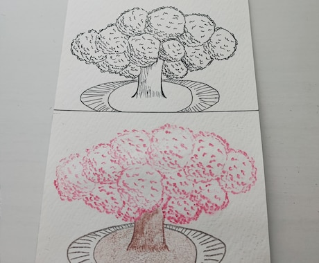 完成品の原画を販売しています 桜のイラストを線画と色鉛筆画で描きました イメージ1