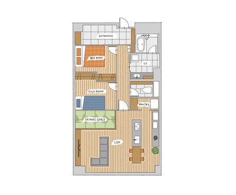 思い出になる手書き間取り図描きます インテリアコーディネーターが描く雰囲気あるイラストで差別化を イメージ2