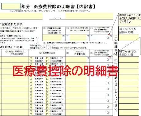 FPが医療費控除明細書(集計フォーム)を作成します 確定申告の医療費集計フォーム(EXCELファイル)作成を代行 イメージ2