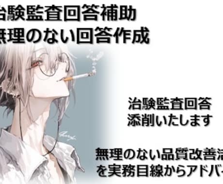 治験・臨床検査の監査対応文書を実務目線で添削します 治験品質管理に関する御社の体制をフォローいたします イメージ1
