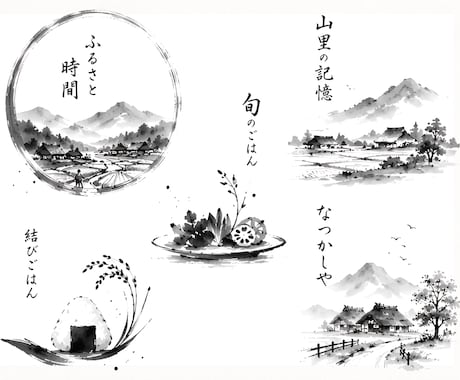 墨で魅せるモチーフデザインの墨絵ロゴを制作します 高級感と空気感を墨絵ロゴで表現します イメージ1
