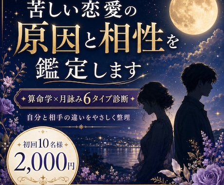 苦しい恋愛の原因と相性を鑑定しますます 算命学×6タイプで関係性を読み解きます イメージ1
