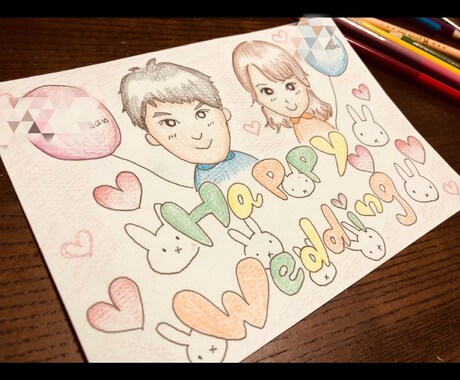似顔絵描きます ペンと色鉛筆で優しい雰囲気の似顔絵描きます！記念日、カップル イメージ1