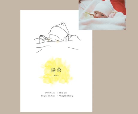 世界にひとつだけのオリジナル命名書お作りします 赤ちゃんのオリジナルイラスト入り命名書です♪インテリアにも♪ イメージ2