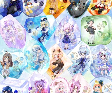 宝石のようにキラキラなちびキャラ描きます きらきら輝く理想の世界を形に！ イメージ2